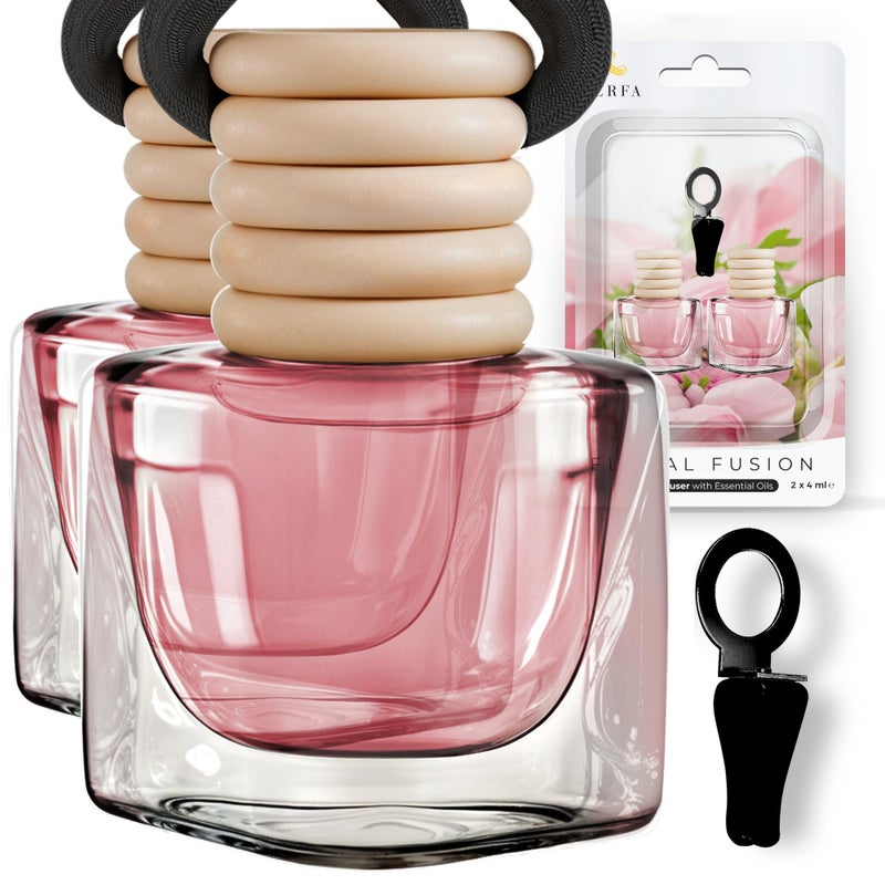 Perfa Car Air Fresheners for Women - Floral Fragrance Pack of 2 Long Lasting Car Air Freshener | Odor Eliminator Car Perfume Diffuser with Essential Oils | Car Air Freshener Vent Clip by Perfa - Image 1